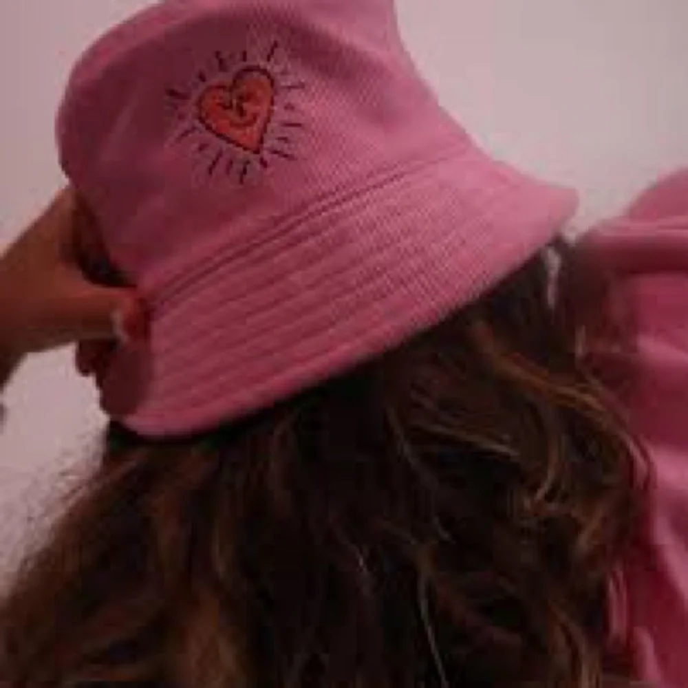 A LAB Pink corduroy Bucket Hat with Embroidery